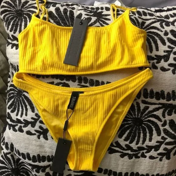 TRIANGL YELLOW MICA CHEEKY Bathing Suit NWT + Bag 🍋 - Picture 3 of 8